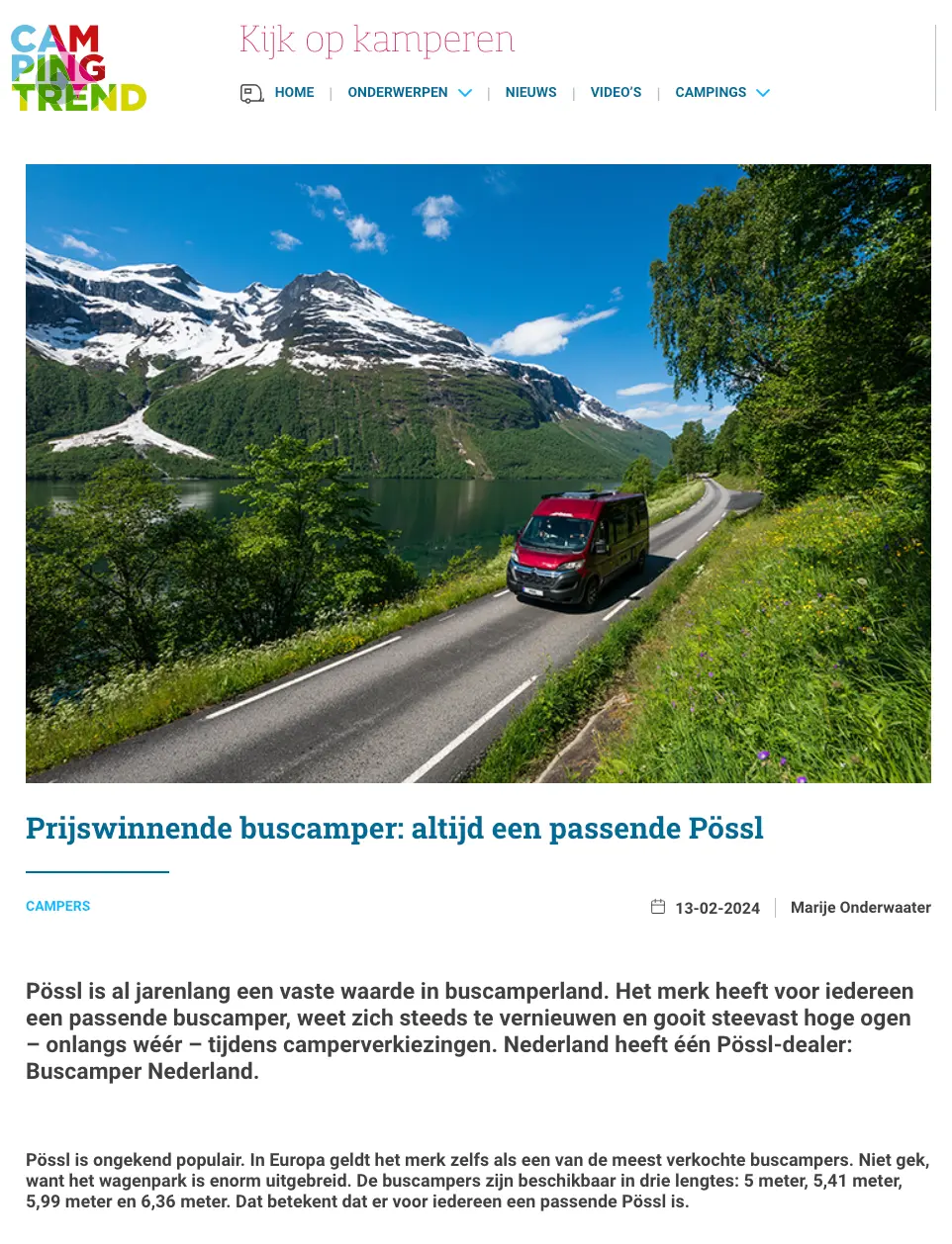 Campingtrend: Prijswinnende buscamper: altijd een passende Pössl