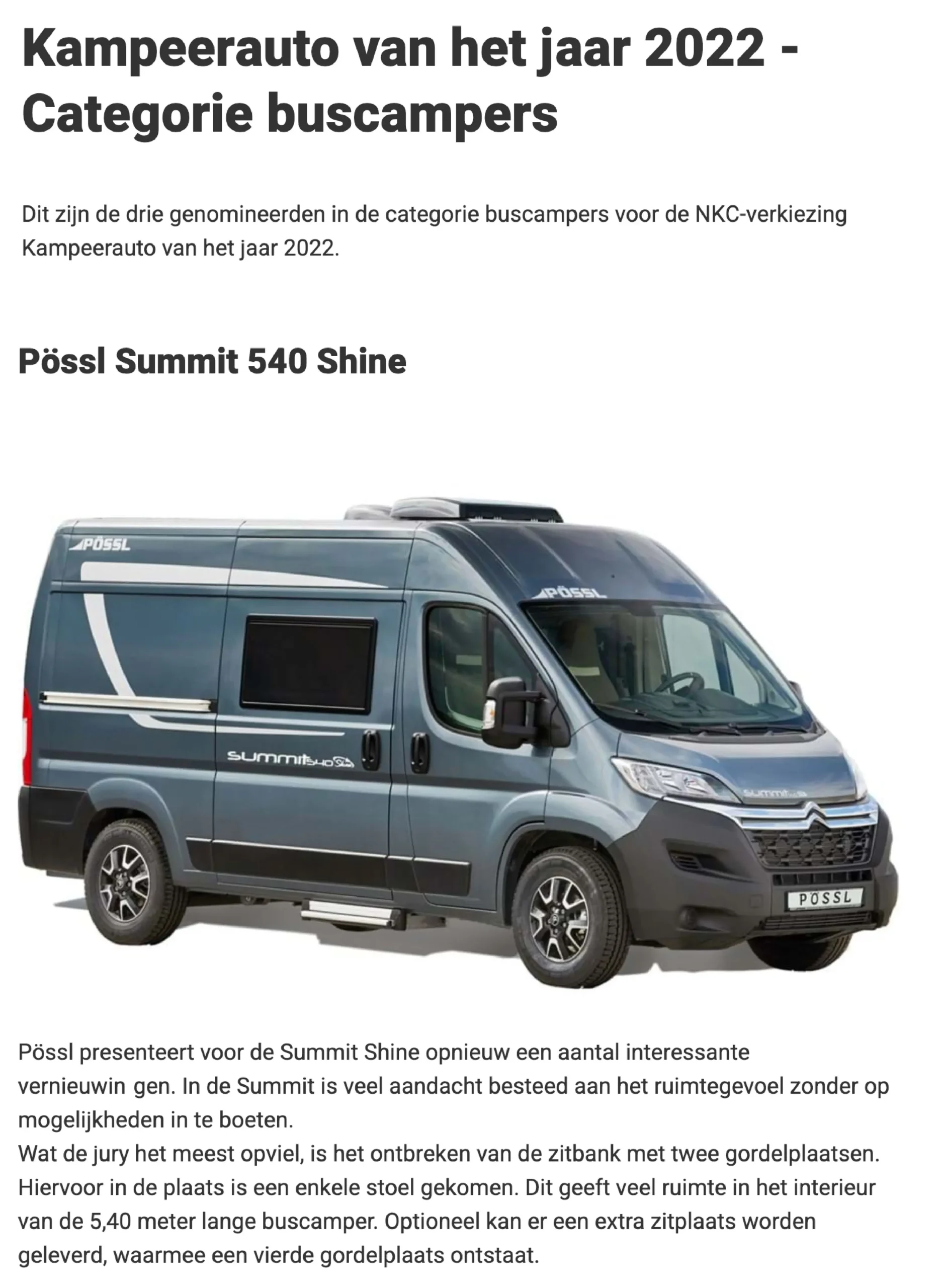 NKC Kampeerauto van het jaar 2022
